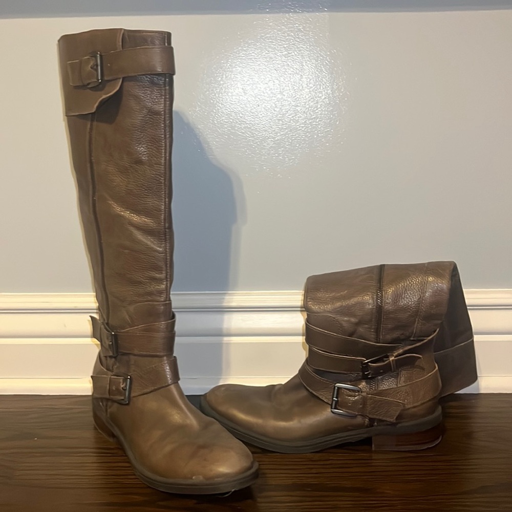 Enzo Angiolini grey knee high boots with buckles